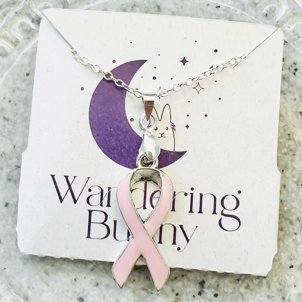 Sterling Silver Pink Ribbon Necklace Made by a Breast Cancer Survivor